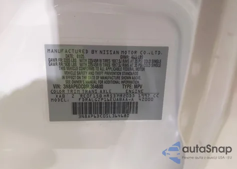 2025 Nissan Kicks Sr Fwd z USA, uszkodzony, nr VIN 3N8AP6DC0SL364680